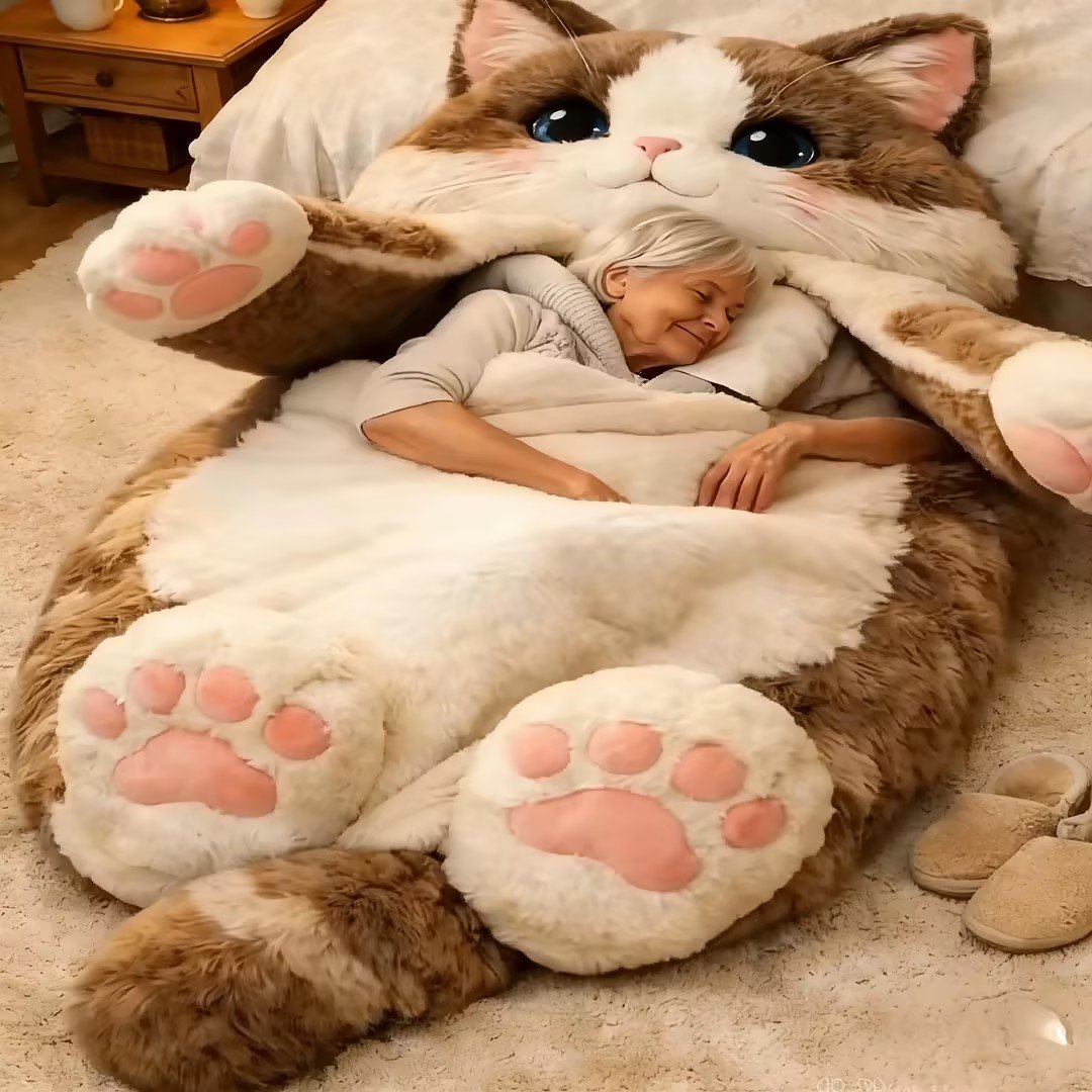 ♥️Winter Storm Relief🐱Giant Cat Shaped Bed– Soft, Warm & Purrfectly Cozy🐱😴