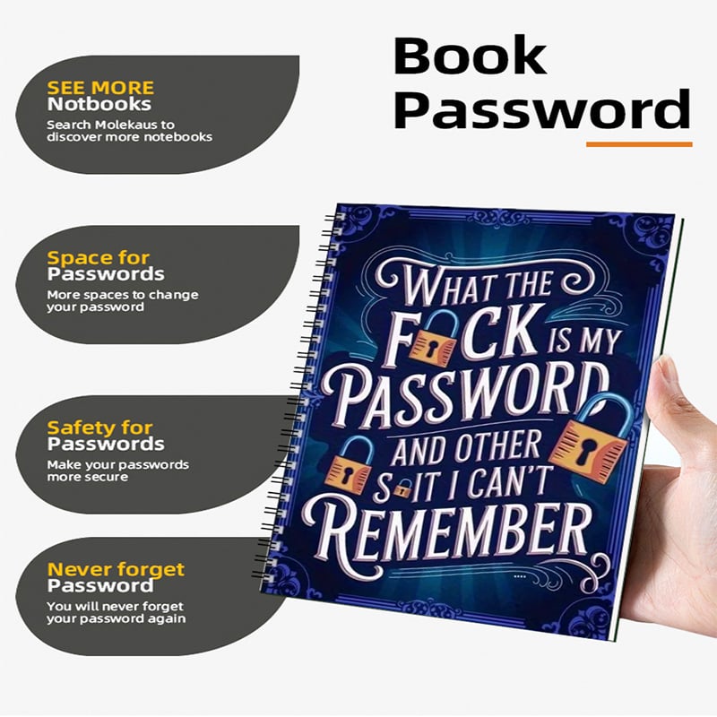 🔥𝑳𝑨𝑺𝑻 𝑫𝑨𝒀 𝟒𝟗% 𝑶𝑭𝑭 📅Funny Password Notebook - Spiral Bound with Lock Icons & Funny Security Phrases✍️