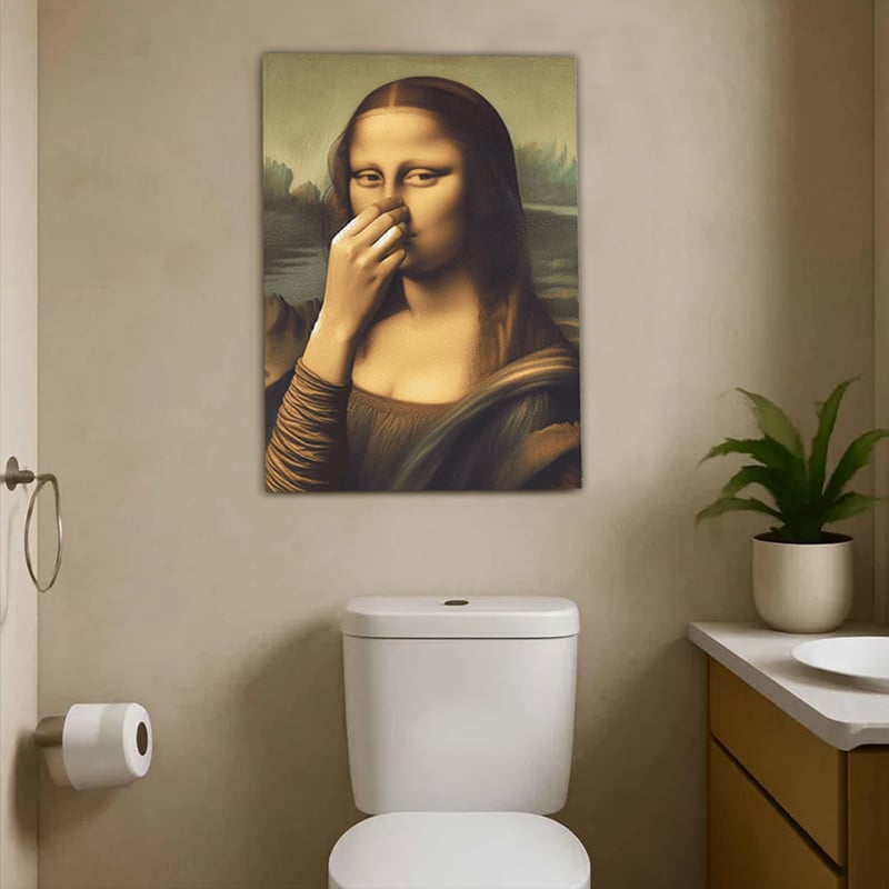 🎁 Early Christmas Sale 49%🎨🧻Funny Mona Li*a Bathroom Art - Add Some Holiday Laughs! 😂