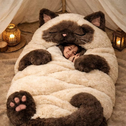 ♥️Winter Storm Relief🐱Giant Cat Shaped Bed– Soft, Warm & Purrfectly Cozy🐱😴