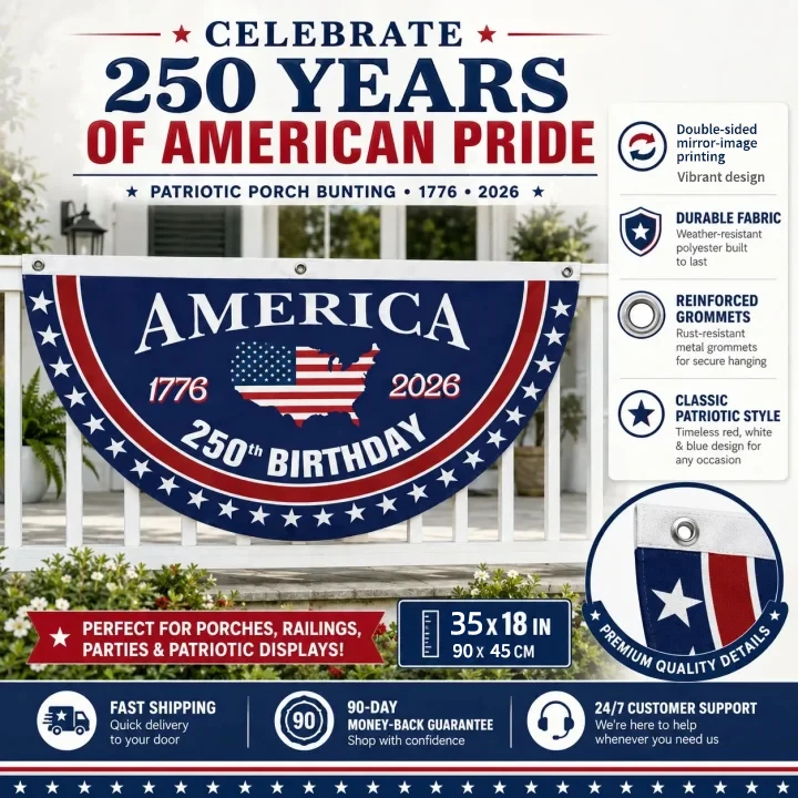 Flash Sale 60% OFF⭐Veteran Made - USA 250 YEARS COMMEMORATIVE BANNER （BUY 2 FREE SHIPPING)