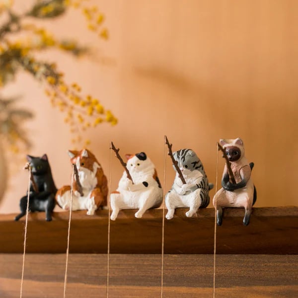 ⏰LAST DAY 60% OFF🔥 Hand-Painted Mini Cat Desk Figurines – Set of 5 Cute Cartoon Kitty Companions
