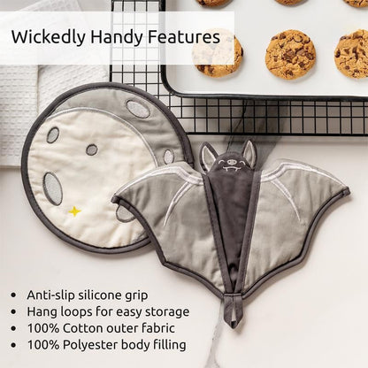 🔥𝐋𝐀𝐒𝐓 𝐃𝐀𝐘 𝟓𝟎% 𝐎𝐅𝐅 - 🦇Batlicious Oven Mitts & Pot Holders Set