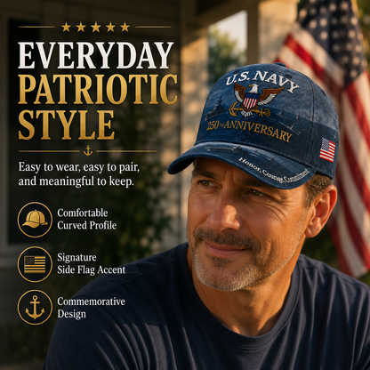 🔥 Father’s Day Sale - ❤️Handmade U.S. Navy 250th Anniversary Commemorative Cap 🇺🇸