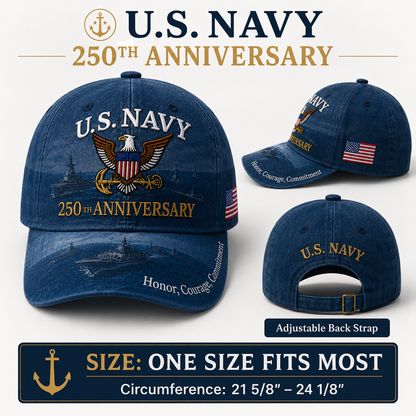 🔥 Father’s Day Sale - ❤️Handmade U.S. Navy 250th Anniversary Commemorative Cap 🇺🇸