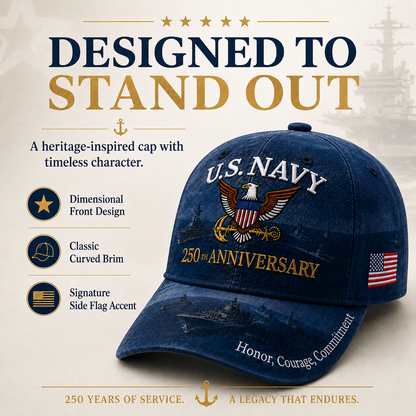 🔥 Father’s Day Sale - ❤️Handmade U.S. Navy 250th Anniversary Commemorative Cap 🇺🇸