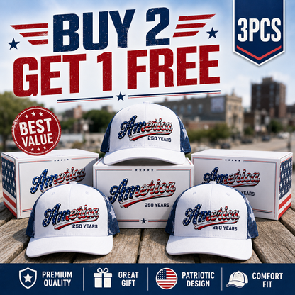 🔥 Father’s Day Sale - ❤️ 🇺🇸 America 250 Years Patriotic Embroidered Mesh Trucker Cap