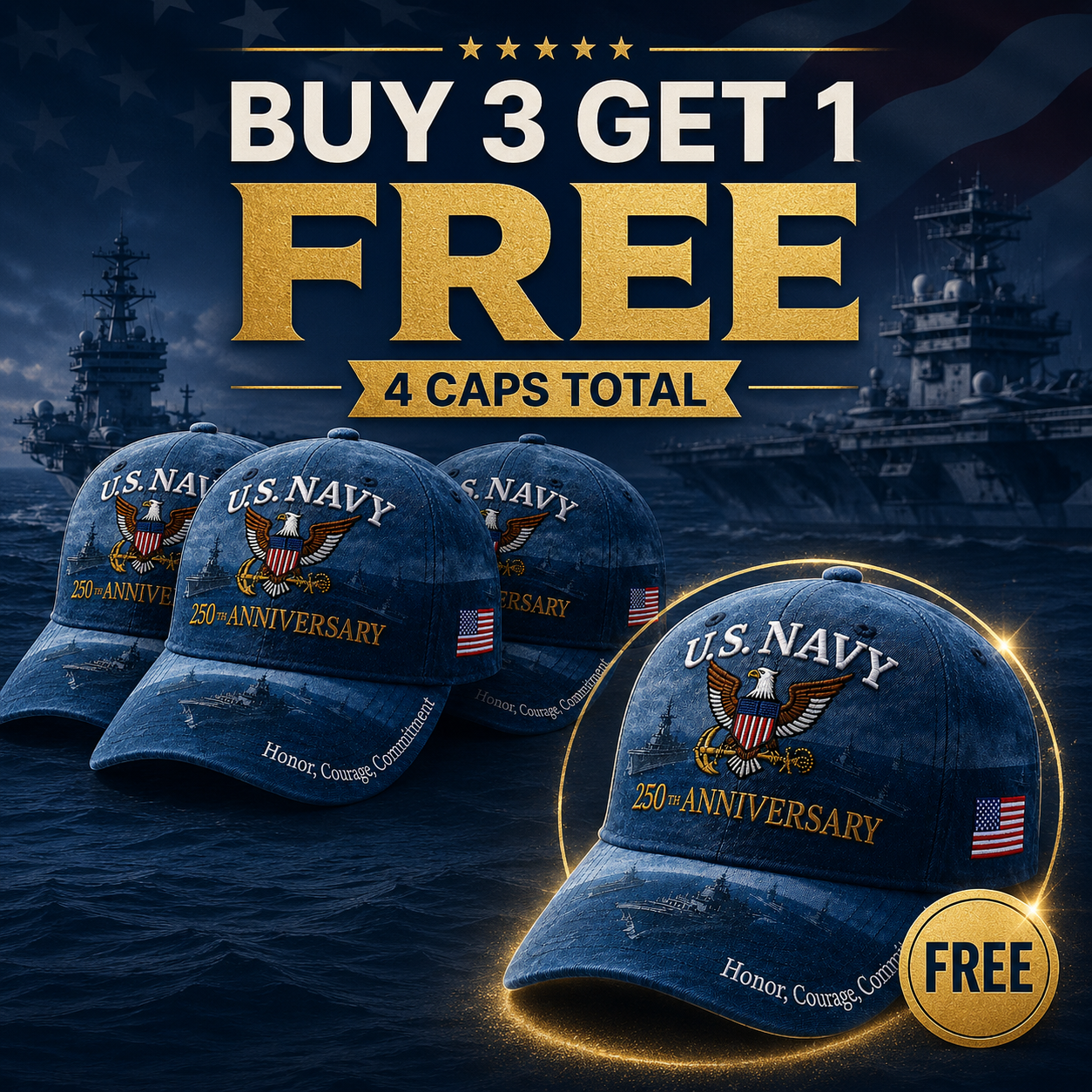 🔥 Father’s Day Sale - ❤️Handmade U.S. Navy 250th Anniversary Commemorative Cap 🇺🇸