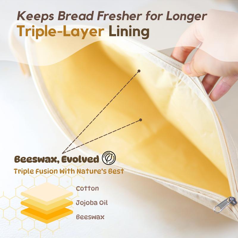 🔥𝑳𝑨𝑺𝑻 𝑫𝑨𝒀 𝟒𝟗% 𝑶𝑭𝑭🍞Wide Zipper Access Cotton & Beeswax Bread Bags for Sourdough