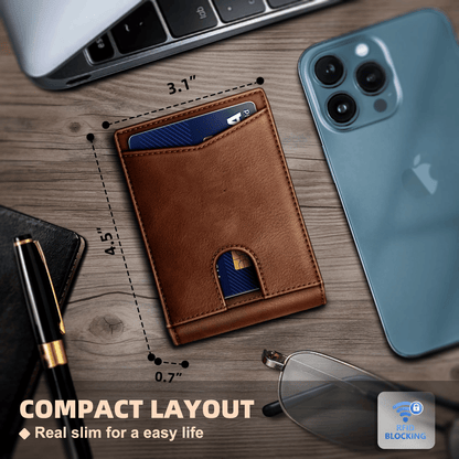 🎁Holiday gifts: Valentine's Day gifts for husbands or boyfriends💳Slim Leather Wallet Front Pocket Card Holder Gift For Men 11 Slots RFID Blocking