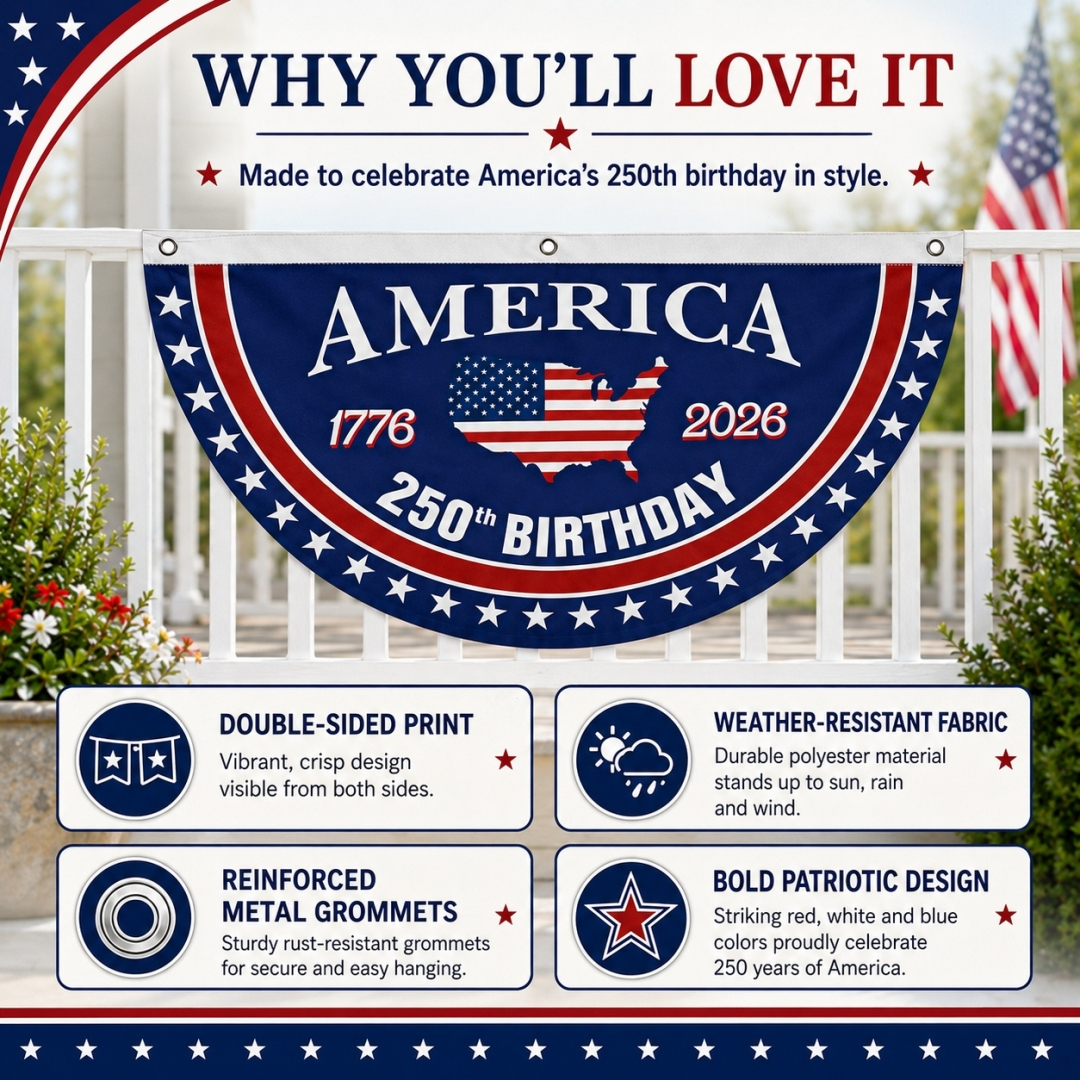 Flash Sale 60% OFF⭐Veteran Made - USA 250 YEARS COMMEMORATIVE BANNER （BUY 2 FREE SHIPPING)