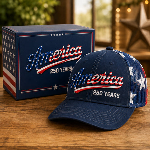 🔥 Father’s Day Sale - ❤️ 🇺🇸 America 250 Years Patriotic Embroidered Mesh Trucker Cap