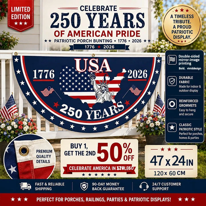 Flash Sale 60% OFF⭐Veteran Made - USA 250 YEARS COMMEMORATIVE BANNER （BUY 2 FREE SHIPPING)