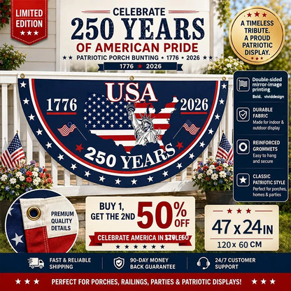 Flash Sale 60% OFF⭐Veteran Made - USA 250 YEARS COMMEMORATIVE BANNER （BUY 2 FREE SHIPPING)