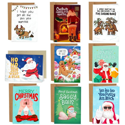 🎄🎅Greetings Funny Inappropriate Christmas Card 9-Piece Set